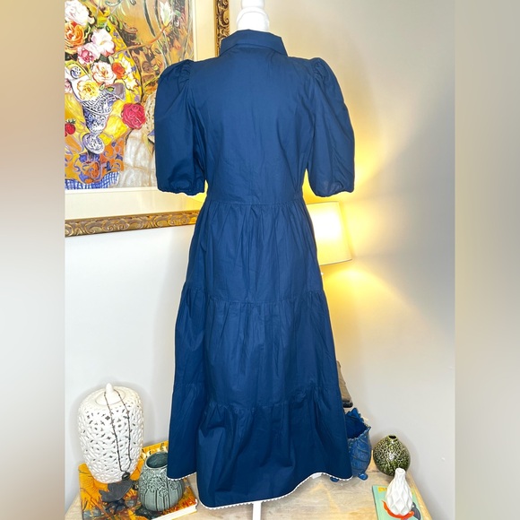 Gretchen Scott Designs Cotton Ric Rac Roc Midi/Maxi Dress NWT S Navy - Picture 8 of 10